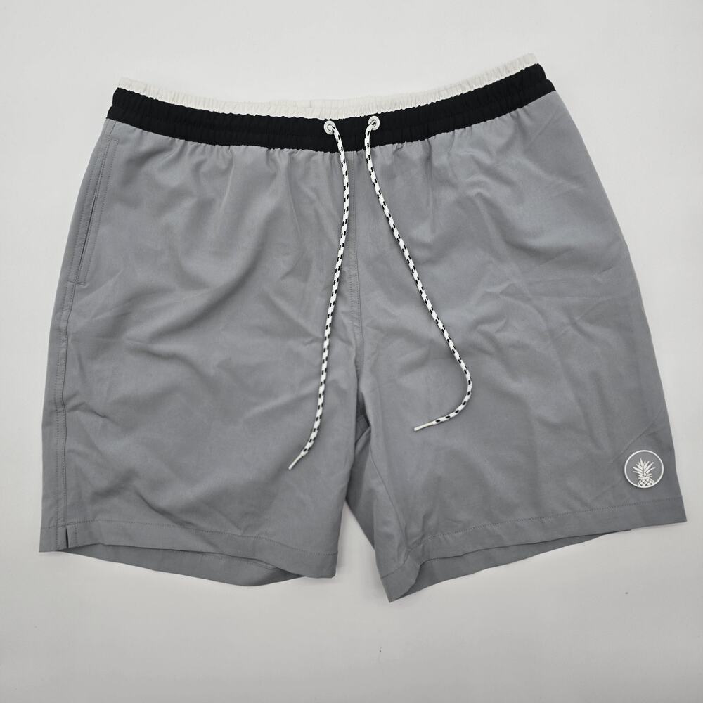 Chubbies Swim Trunks Mens Medium 4 Inch Gray Black White Brief Mesh Liner